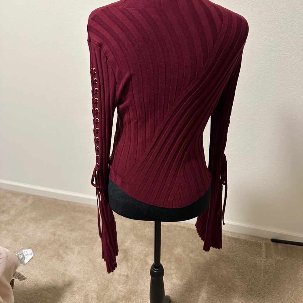 Wine Bell Sleeve Sweater